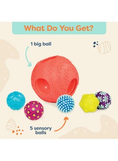 B. Toys B. toys- B. baby- Baby Ballss- 1 Big Textured Ball with 5 Small Sensory Balls - Developmental Toys for Babies 6 Months +  - Image 4