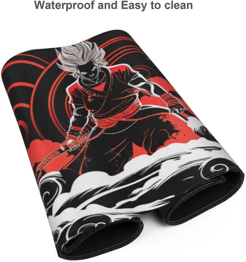 AQQA Japanese Samurai Cool Anime Red and Black Mouse Pad Extended XXXL 35.4" x 15.7" Desk Pad with Stitched Edges, Non Slip Rubber Base Gaming Keyboard Mouse Mat for Home Computer Office Laptop - Image 3