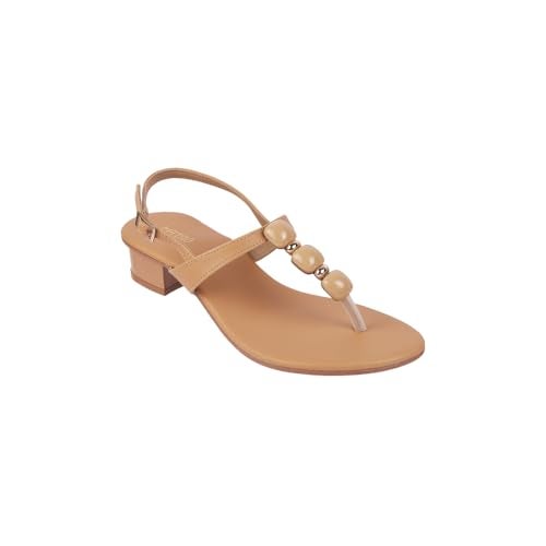 Metro Women Beige Faux Leather Beaded Thong Casual Sandals UK/3 EU/36 (33-899) - Image 2