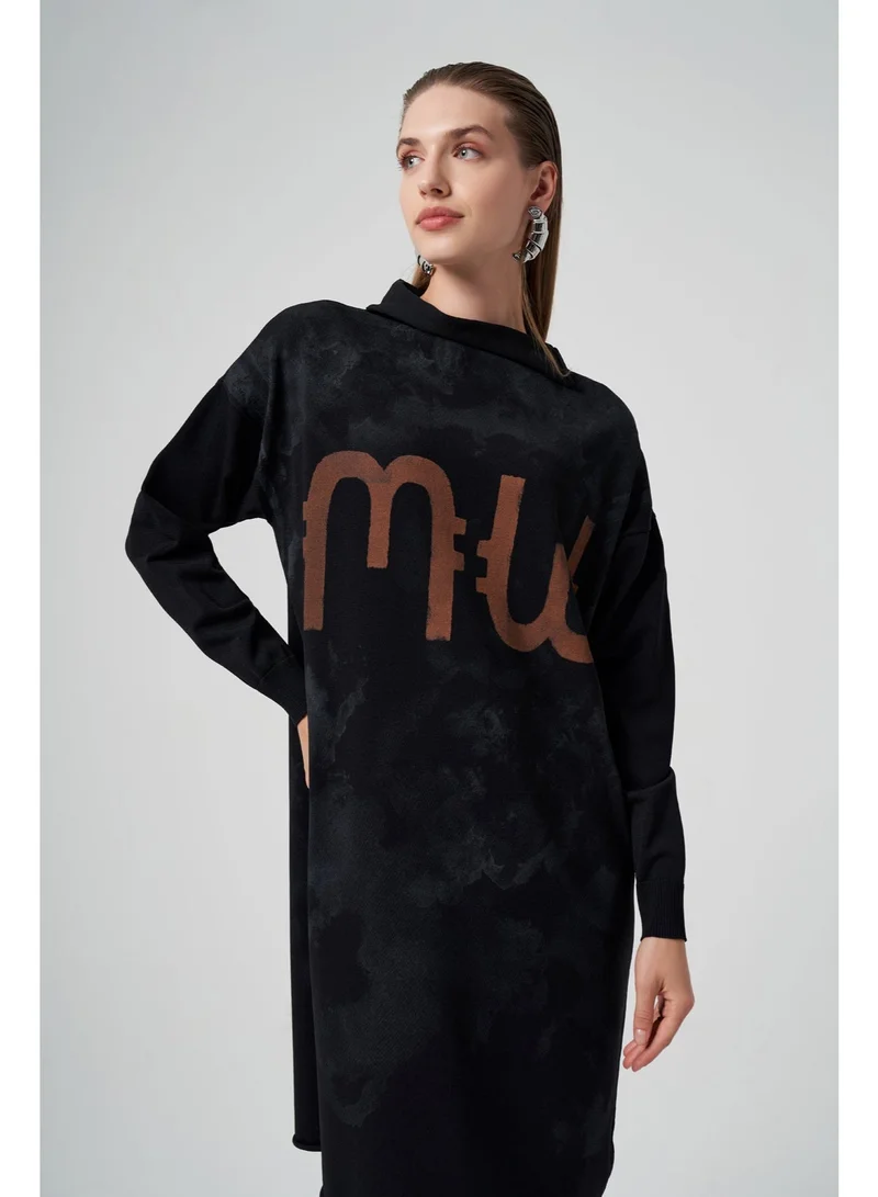 MissWhence Stain Style print Patterned  Knitwear Tunic - Black
