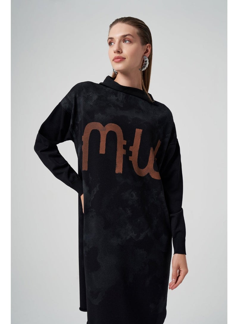 MissWhence AE Stain Style print Patterned  Knitwear Tunic - Black - Image 2