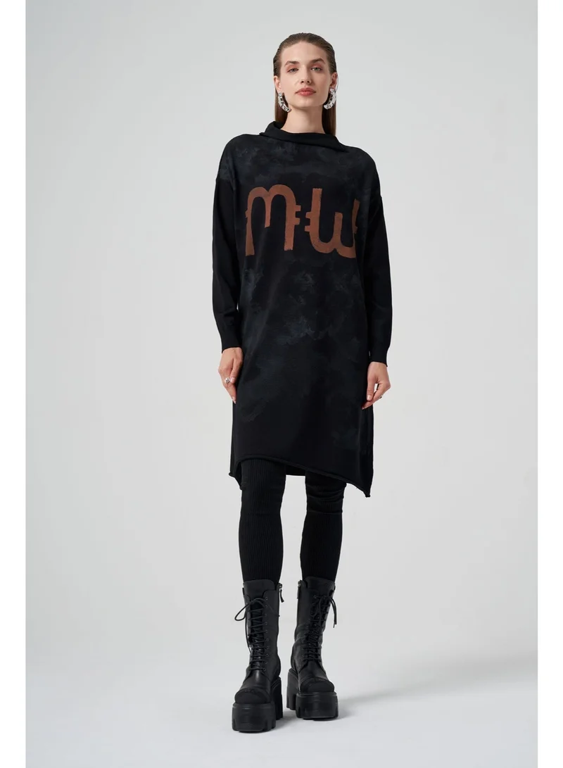 MissWhence Stain Style print Patterned  Knitwear Tunic - Black