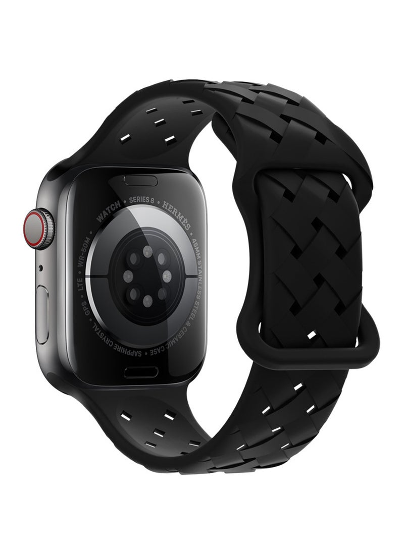 CoomBe - Silicone Sport Watch Strap/Watchband for Apple iWatch Series 9/Ultra 2/SE 42/44/45/49mm Black - Image 1