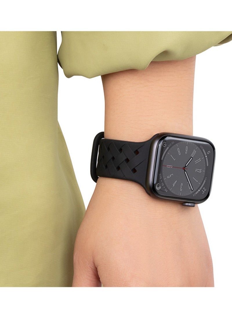 CoomBe - Silicone Sport Watch Strap/Watchband for Apple iWatch Series 9/Ultra 2/SE 42/44/45/49mm Black - Image 1