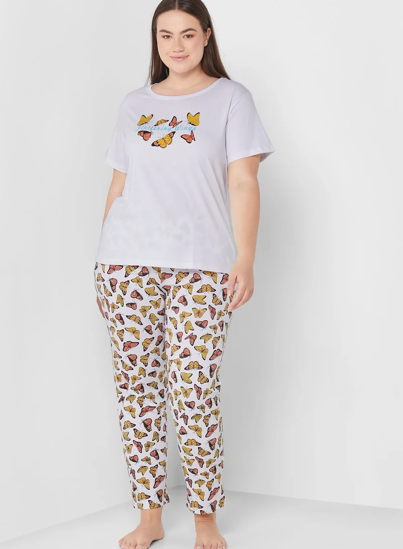 Ginger Plus Printed T-Shirt And Pyjama Set