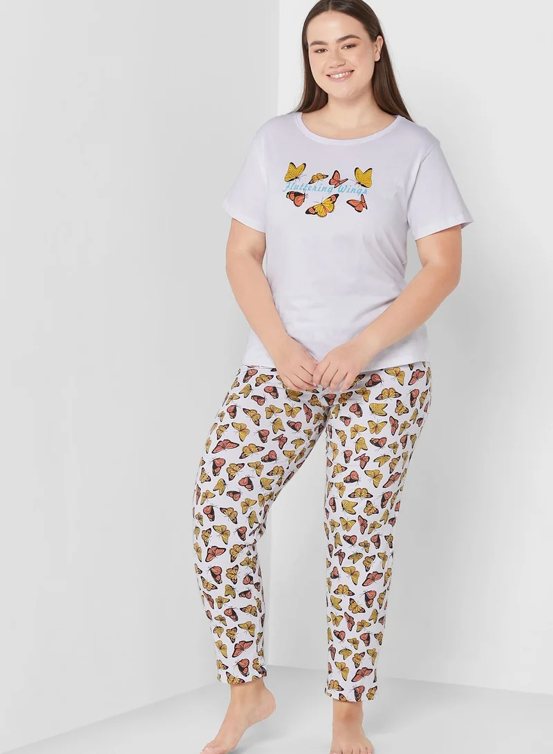 Ginger Plus Printed T-Shirt And Pyjama Set