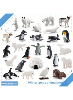 Generic Simulation Penguin White Fox Polar Bear Seal Whale Husky Reindeer Polar Animal Model Static Ornaments-Color:BL-10005 Polar Animal 26-piece Set 232g  - Image 1