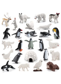 Generic Simulation Penguin White Fox Polar Bear Seal Whale Husky Reindeer Polar Animal Model Static Ornaments-Color:BL-10005 Polar Animal 26-piece Set 232g  - Image 3