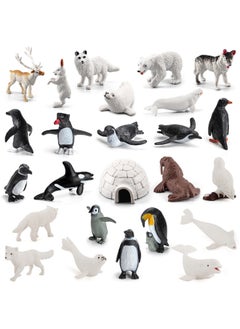 Generic Simulation Penguin White Fox Polar Bear Seal Whale Husky Reindeer Polar Animal Model Static Ornaments-Color:BL-10005 Polar Animal 26-piece Set 232g  - Image 4