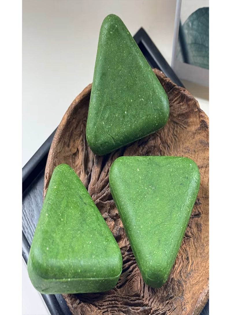 Seven Green Nature Triangle Shampoo Bar, Nature Seven Green Soap, Usman Grass Bar, Calming & Strengthens Hair for Women and Mens(1pc) - Image 5