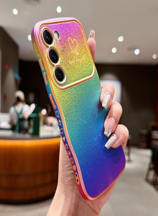 جراب LCHULLE لهاتف سامسونج جالاكسي S23، جراب هاتف بتصميم موجة لطيفة وشكل قلب ملتف للنساء والفتيات، غطاء حماية فاخر مقاوم للصدمات لهاتف سامسونج S23، لون بنفسجي داكن ملون - Image 2
