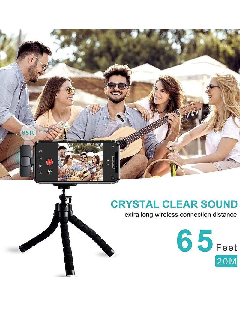 Wireless Lavalier Microphone , mobile phone Microphone, Plug & Play No APP Needed, Mini lapel Wireless Microphone , Noise Cancellation Microphone for live stream