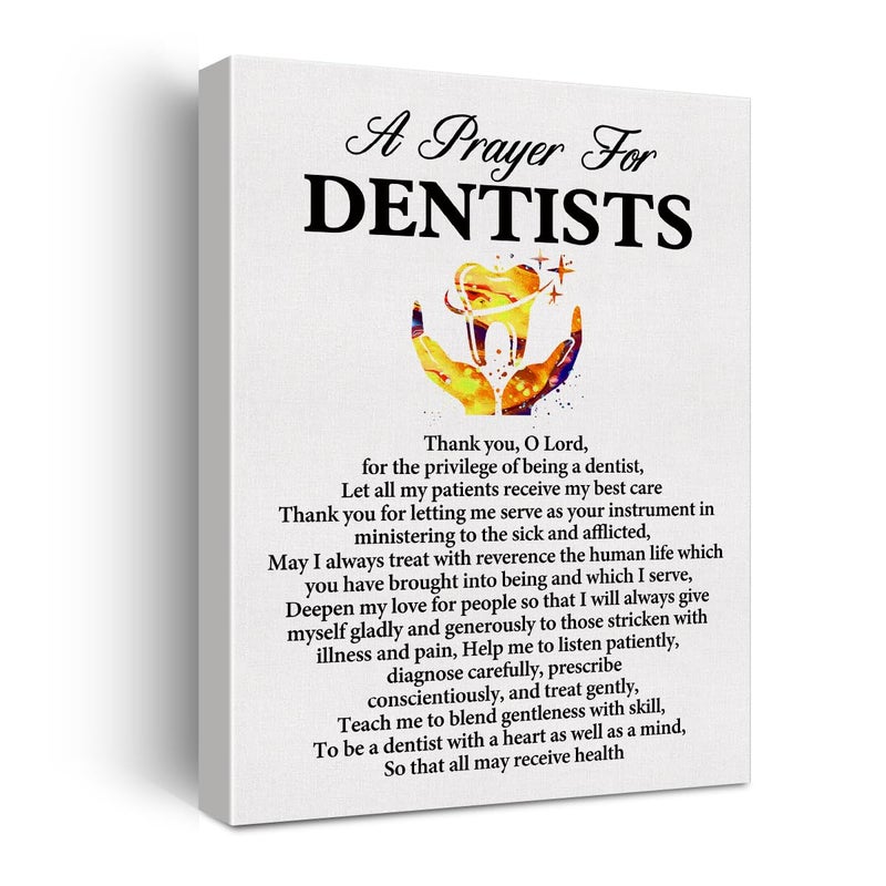 Hijie a Dentist's Prayer Quote Poster Canvas Wall Art for Office Home Decor - Dentists Gift Dental Professionals Canvas Print Wall Art Painting Ready to Hang - Easel & Hanging Hook 12x15 Inch - Image 1