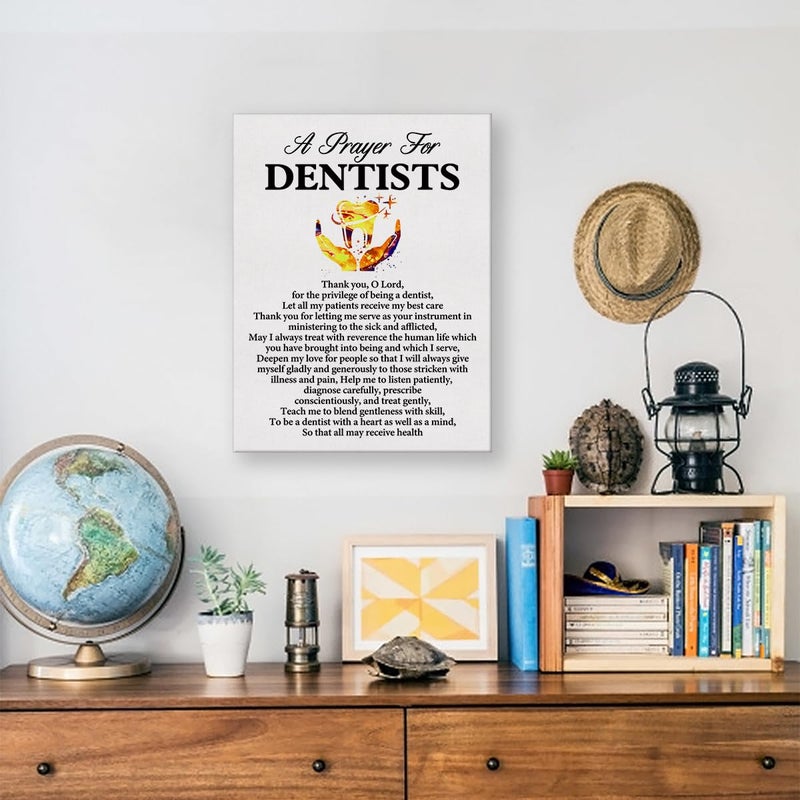 Hijie a Dentist's Prayer Quote Poster Canvas Wall Art for Office Home Decor - Dentists Gift Dental Professionals Canvas Print Wall Art Painting Ready to Hang - Easel & Hanging Hook 12x15 Inch - Image 5