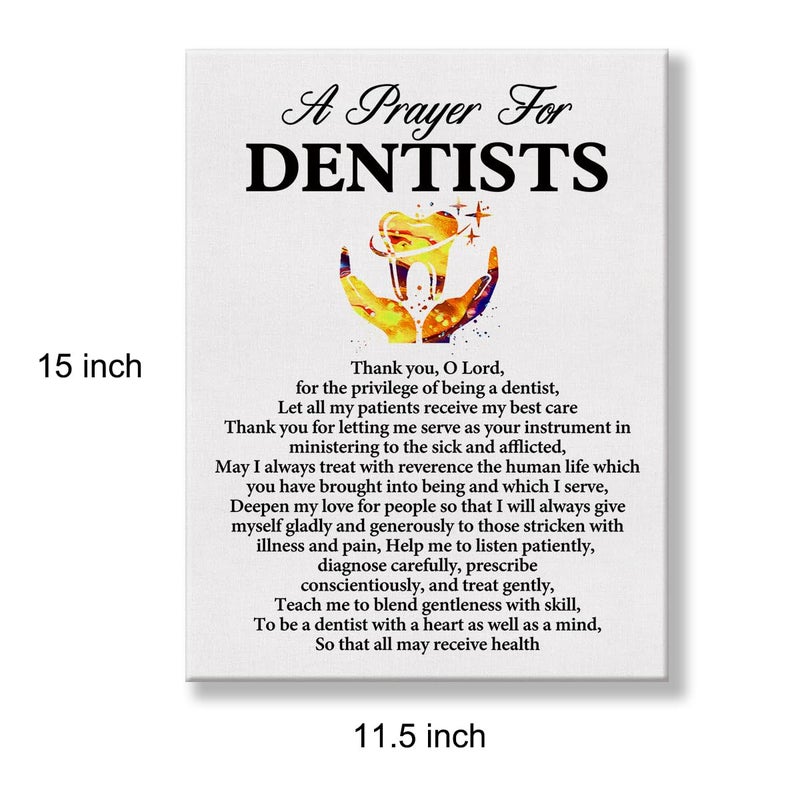 Hijie a Dentist's Prayer Quote Poster Canvas Wall Art for Office Home Decor - Dentists Gift Dental Professionals Canvas Print Wall Art Painting Ready to Hang - Easel & Hanging Hook 12x15 Inch - Image 2