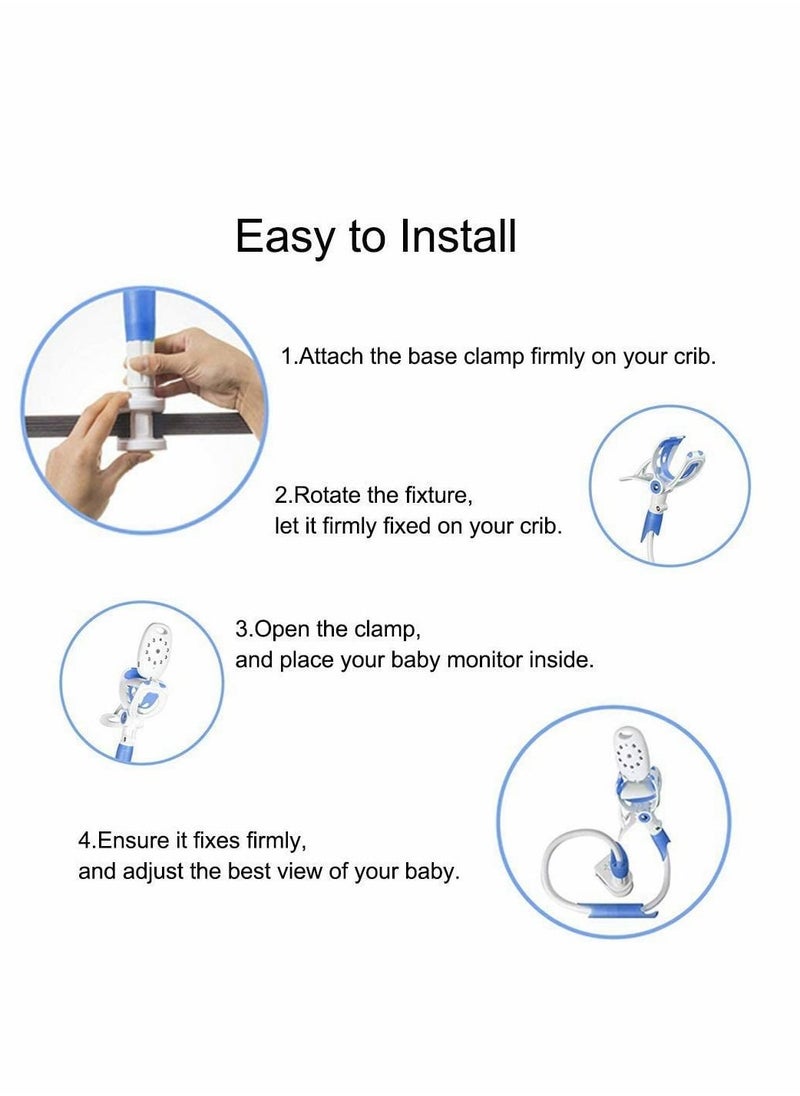 Generic - Universal Baby Monitor Wall Mount Infant Baby Camera Holder Baby Monitor Shelf for Crib Nursery Compatible with Most Baby Monitors Versatile Twist Mount Without Tools or Wall Damage Blue - Image 1