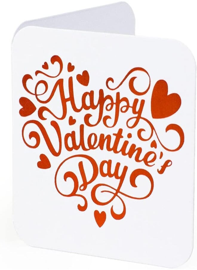 Ym Sketch YM Sketch Valentines Day, Anniversary, Love for Significant Other Greeting Card Blank- Happy Valentine's Day | Round Edge Square 6.5 x6.5 cm | Luxury Gold Foil Emboss on White 
