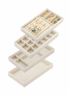 Jewelry Trays Organizer Set for Drawers, Stackable Jewellery Inserts Dividers Box Storage Organiser Compartments, Earring Necklace Bracelet Ring Organizer, 4 Style