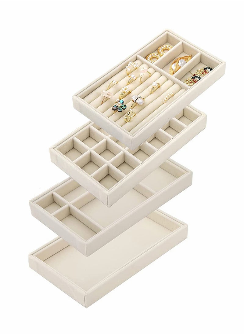 Excefore - Jewelry Trays Organizer Set for Drawers, Stackable Jewellery Inserts Dividers Box Storage Organiser Compartments, Earring Necklace Bracelet Ring Organizer, 4 Style - Image 1