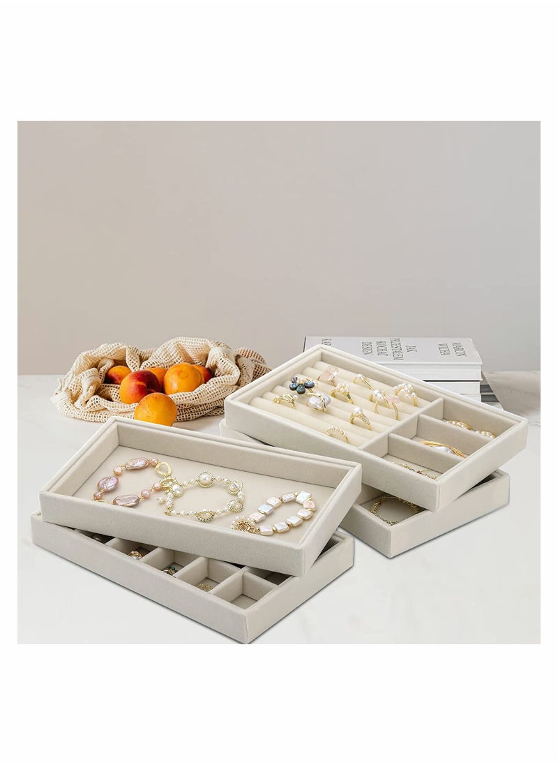 Excefore - Jewelry Trays Organizer Set for Drawers, Stackable Jewellery Inserts Dividers Box Storage Organiser Compartments, Earring Necklace Bracelet Ring Organizer, 4 Style - Image 1