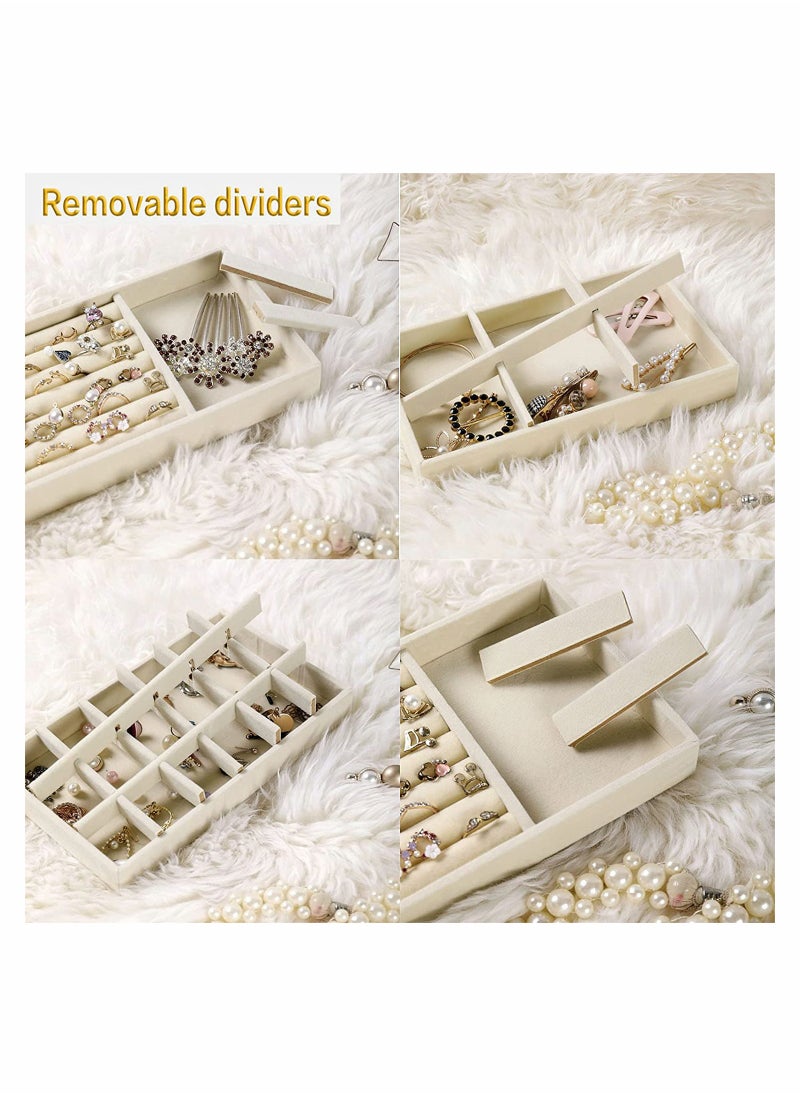 Excefore - Jewelry Trays Organizer Set for Drawers, Stackable Jewellery Inserts Dividers Box Storage Organiser Compartments, Earring Necklace Bracelet Ring Organizer, 4 Style - Image 1