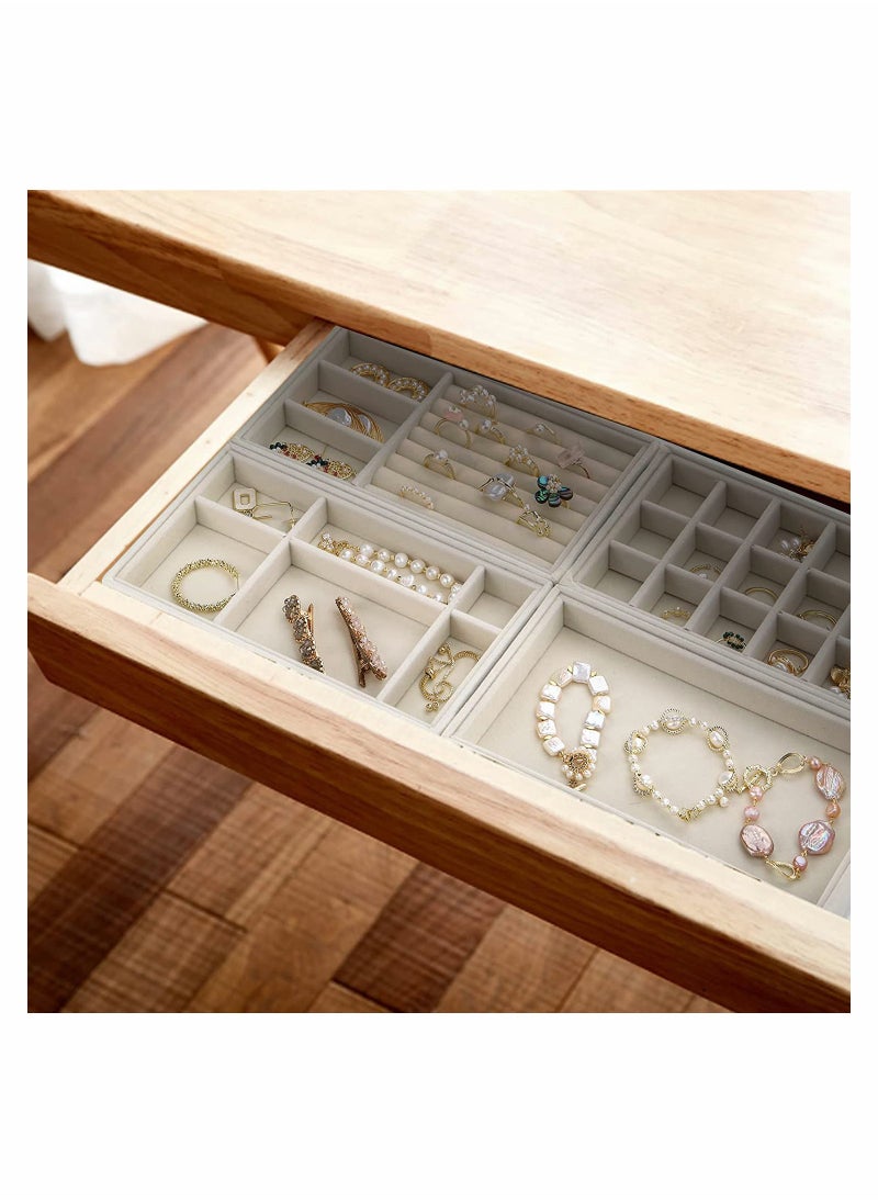 Excefore - Jewelry Trays Organizer Set for Drawers, Stackable Jewellery Inserts Dividers Box Storage Organiser Compartments, Earring Necklace Bracelet Ring Organizer, 4 Style - Image 1