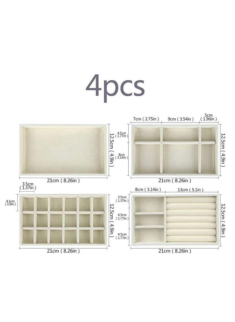 Excefore - Jewelry Trays Organizer Set for Drawers, Stackable Jewellery Inserts Dividers Box Storage Organiser Compartments, Earring Necklace Bracelet Ring Organizer, 4 Style - Image 1