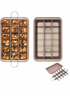 Brownie Cake Pan Non Stick Brownie Pan With Dividers 18 Pre slice Baking Tray Slice Solutions Cake Bakeware Square Baking Pan with Built in Slicer Carbon Steel Bakeware for Oven Baking 12*8*2 In
