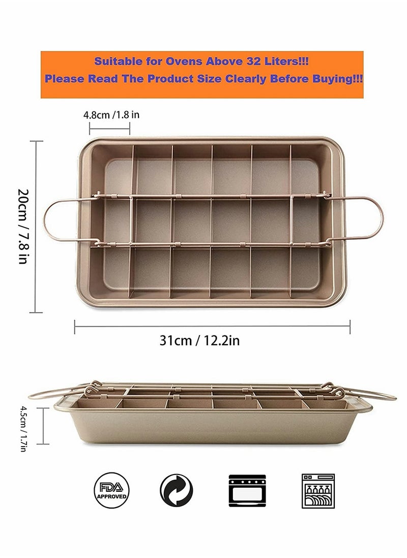 SYOSI - Brownie Cake Pan Non Stick Brownie Pan With Dividers 18 Pre slice Baking Tray Slice Solutions Cake Bakeware Square Baking Pan with Built in Slicer Carbon Steel Bakeware for Oven Baking 12*8*2 In - Image 1