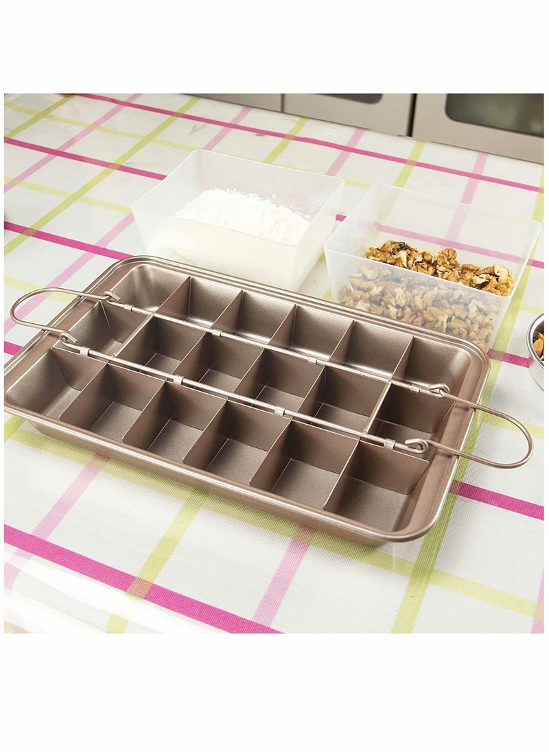 SYOSI - Brownie Cake Pan Non Stick Brownie Pan With Dividers 18 Pre slice Baking Tray Slice Solutions Cake Bakeware Square Baking Pan with Built in Slicer Carbon Steel Bakeware for Oven Baking 12*8*2 In - Image 1