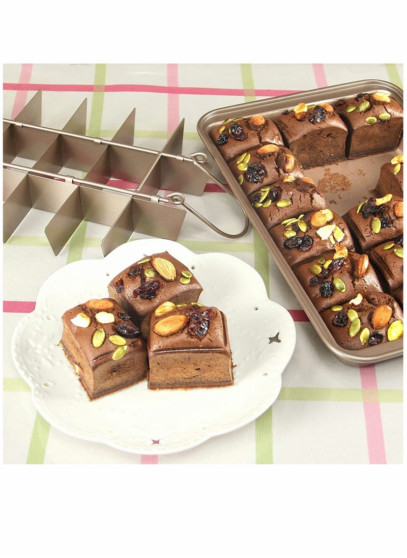 SYOSI - Brownie Cake Pan Non Stick Brownie Pan With Dividers 18 Pre slice Baking Tray Slice Solutions Cake Bakeware Square Baking Pan with Built in Slicer Carbon Steel Bakeware for Oven Baking 12*8*2 In - Image 1