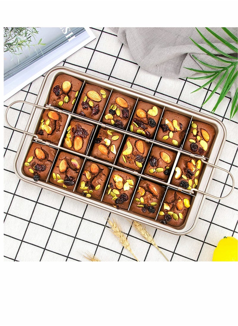 SYOSI - Brownie Cake Pan Non Stick Brownie Pan With Dividers 18 Pre slice Baking Tray Slice Solutions Cake Bakeware Square Baking Pan with Built in Slicer Carbon Steel Bakeware for Oven Baking 12*8*2 In - Image 1