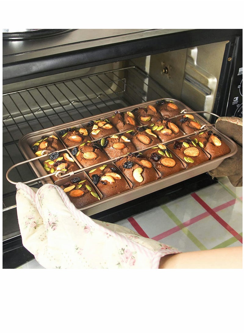 SYOSI - Brownie Cake Pan Non Stick Brownie Pan With Dividers 18 Pre slice Baking Tray Slice Solutions Cake Bakeware Square Baking Pan with Built in Slicer Carbon Steel Bakeware for Oven Baking 12*8*2 In - Image 1