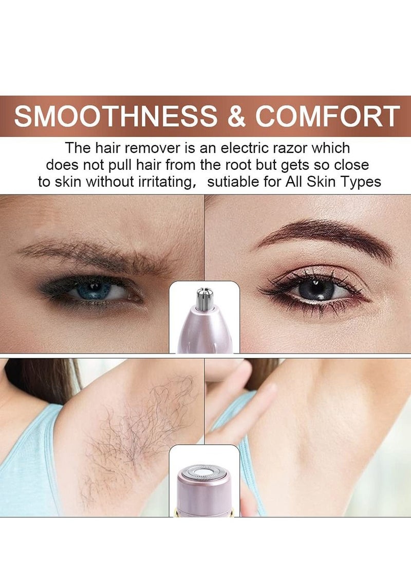 Generic - Facial Hair Remover for Women, 4 in 1 Eyebrow Trimmer Bikini Rechargeable Waterproof Painless Lady Shaver Lips Nose Face Body Peach Fuzz - Image 1