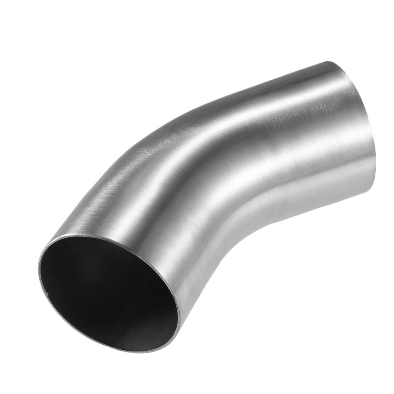 X AUTOHAUX X AUTOHAUX 1 Pcs OD 3 Inch 45 Degree Mandrel Bend Elbow SS304 Stainless Steel Bend Tube Exhaust Elbow Pipe for Car Modified Exhaust System Piping Silver Tone - Image 1