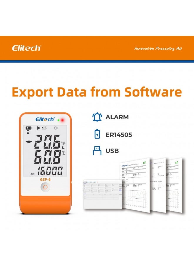 Elitech Elitech Digital Temperature Humidity Data Logger Pharmacy Refrigerator Thermometer Vaccine Fridge Temperature Monitor Max Min Value Gsp-6  - Image 4