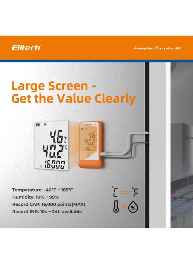 Elitech Elitech Digital Temperature Humidity Data Logger Pharmacy Refrigerator Thermometer Vaccine Fridge Temperature Monitor Max Min Value Gsp-6  - Image 2