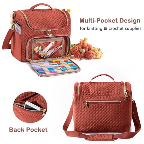 MYBAGZING Crochet Bag Organizer Quilted Storage Bag with Hanging Hook Yarn Holder for Knitting Crochet Accessories Mothers Day Gift - Image 3