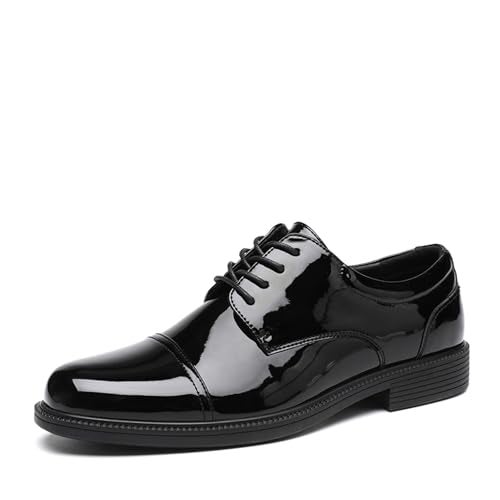 DECARSDZ Mens Classic Formal Oxford Lace-up Patent Leather Tuxedo Wedding Business Dress Shoes Black - Image 1