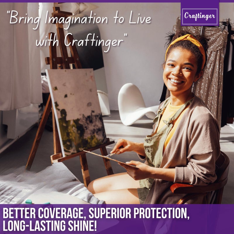 Craftinger 12-Sets Vibrant Metallic Acrylic Shades (30 ml Each) | Rich Shiny Finish | Multi-Surface color for Canvas, Wood, Glass, Metal, Plastic & More | Set for Adults for Artists, students, Children & Hobbyists - Image 5