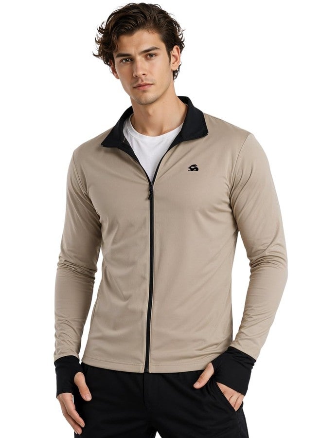 ADRO Sunscreen Jacket for Men UV Sun Advanced Protection Running Jackets For Mens Biker Jackets with Zipper Sports jacket for men |SSJK-PLN-BE-M - Image 1
