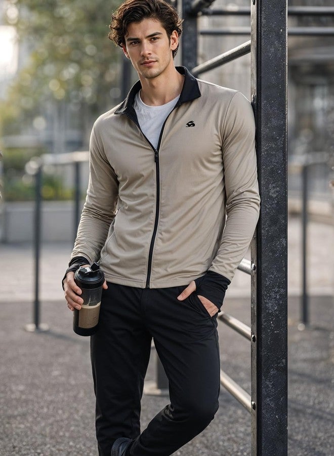 ADRO Sunscreen Jacket for Men UV Sun Advanced Protection Running Jackets For Mens Biker Jackets with Zipper Sports jacket for men |SSJK-PLN-BE-M - Image 5