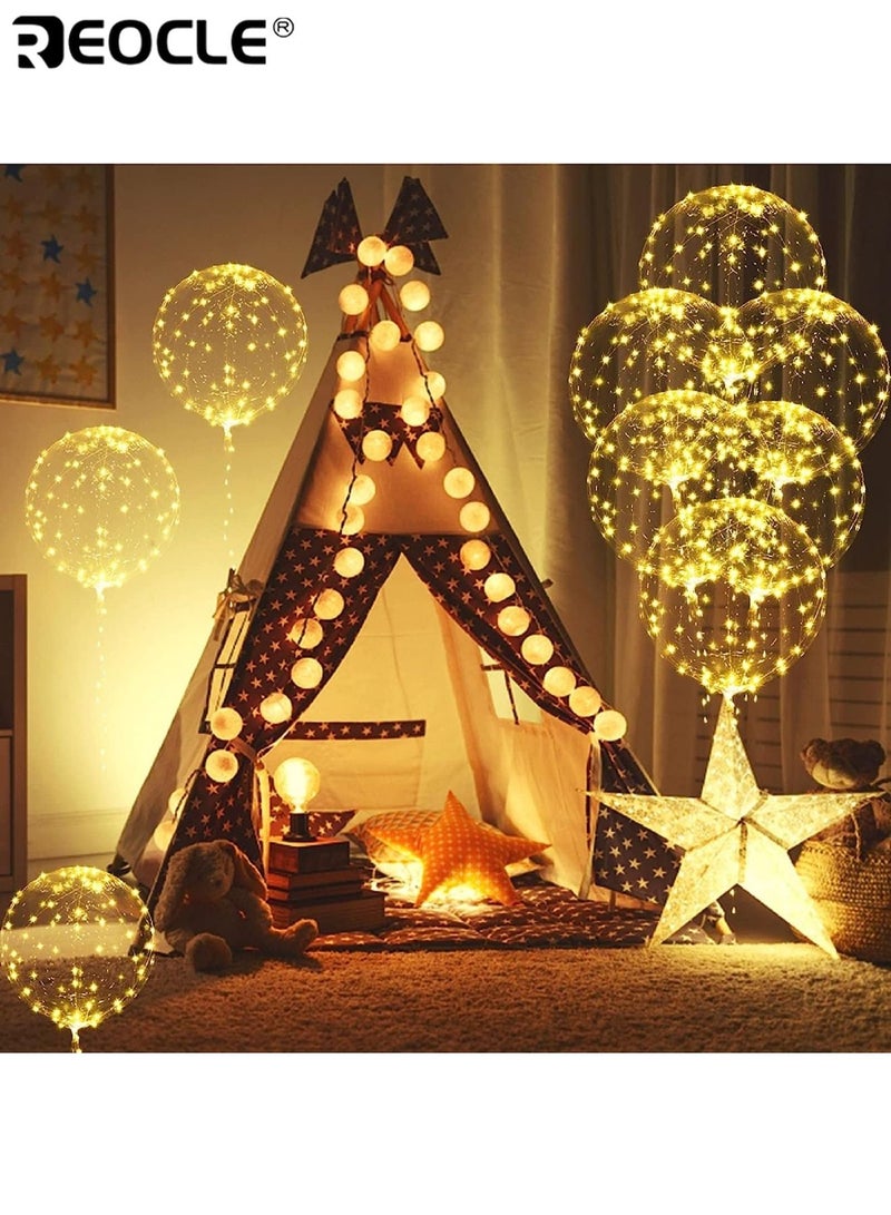 REOCLE 10pcs 20 LED Transparent Luminous Wave Balloons Glowing Balls Party Decorations Celebration Accessories Perfect for Birthday Wedding Festive Events - Image 4