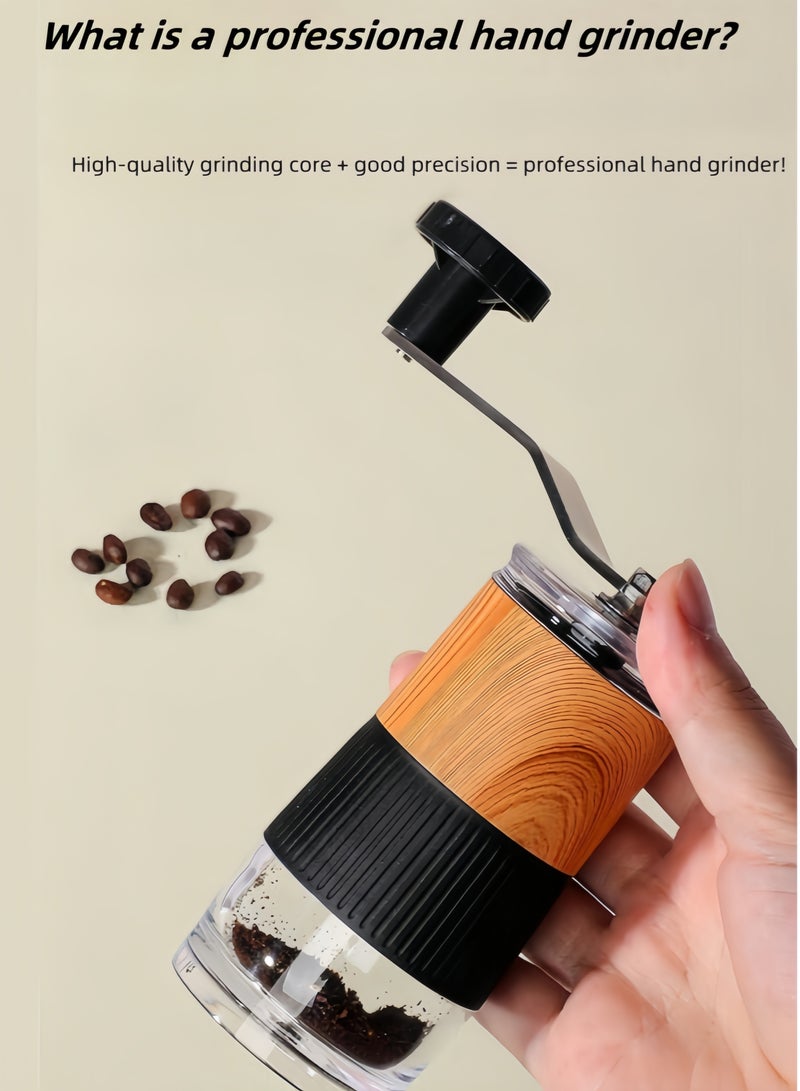 nihao 304 Stainless Steel Hand-Cranked Coffee Machine With Adjustable Coarseness And Fineness Manual Grinder Portable Coffe Grinder - Wood Grain - Image 2