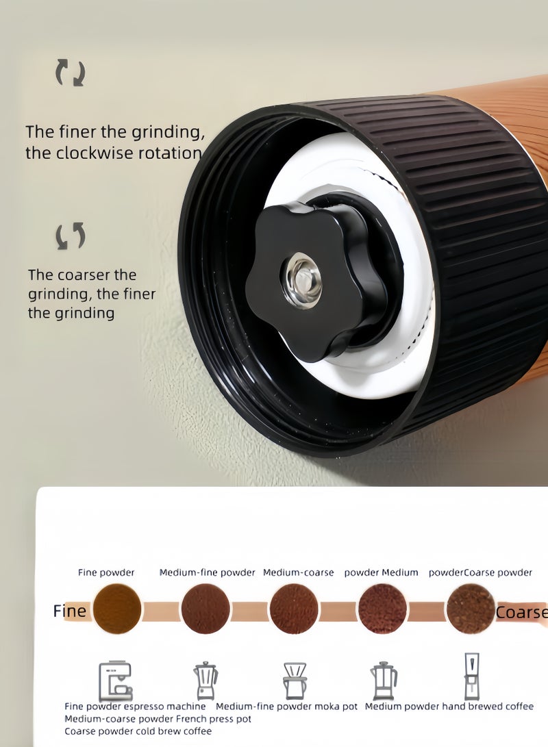 nihao 304 Stainless Steel Hand-Cranked Coffee Machine With Adjustable Coarseness And Fineness Manual Grinder Portable Coffe Grinder - Wood Grain - Image 3