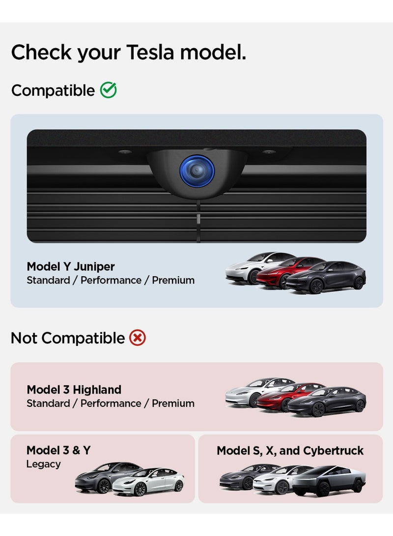 Spigen Front Camera Protector for Tesla Model Y (2026 / 2025) Juniper [Ventilated Front Bumper Lens Guard] with Precision Alignment Hook Impact Resistant & Clears Fog Fast - Image 3