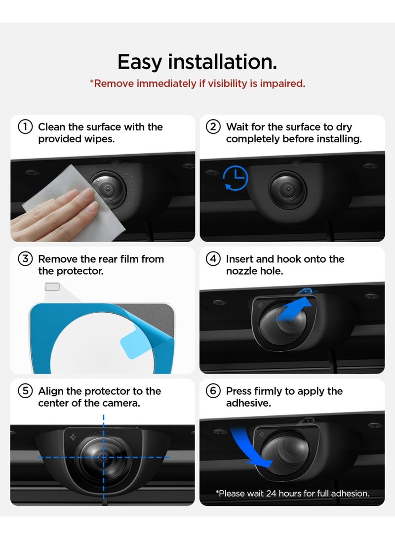 Spigen Front Camera Protector for Tesla Model Y (2026 / 2025) Juniper [Ventilated Front Bumper Lens Guard] with Precision Alignment Hook Impact Resistant & Clears Fog Fast - Image 2