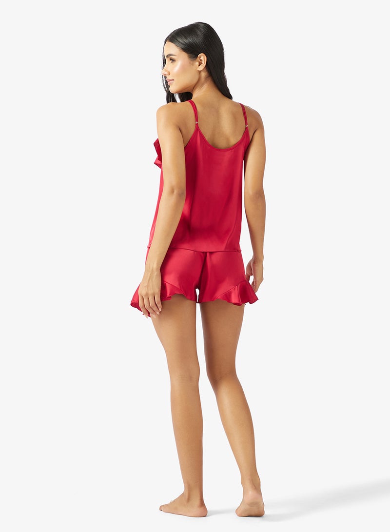 Ginger Cami Ruffle Detail Top & Short PJ Set - Image 1