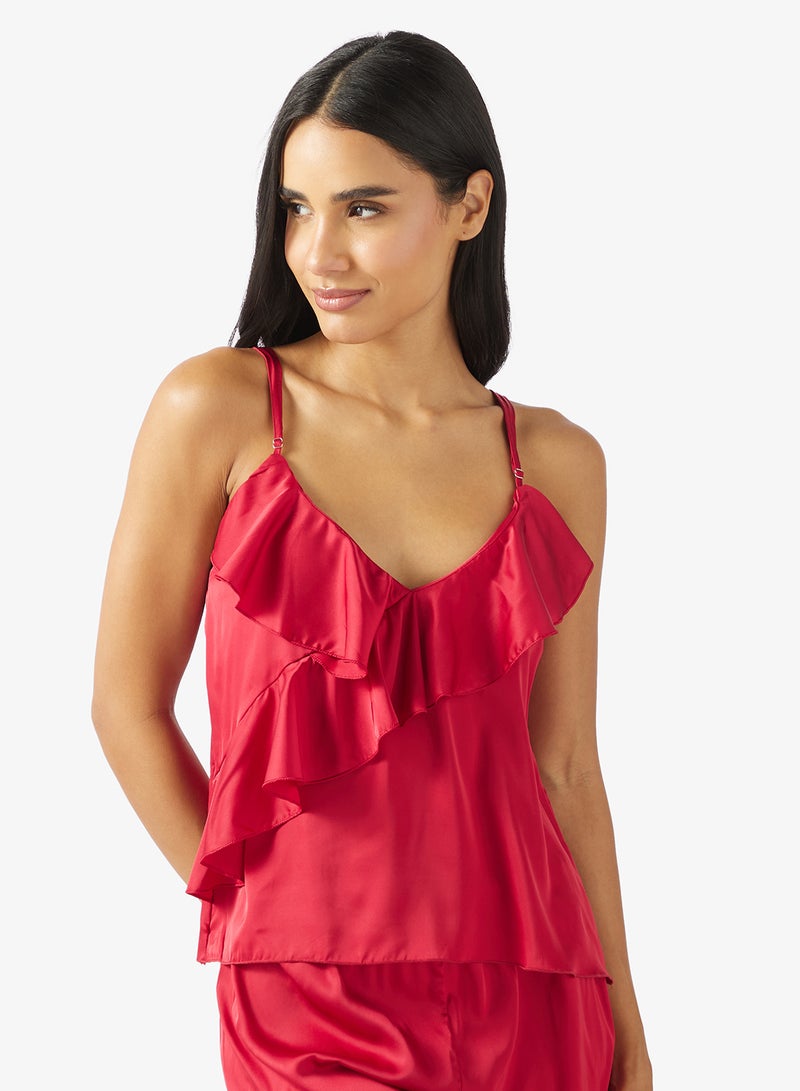 Ginger Cami Ruffle Detail Top & Short PJ Set - Image 3