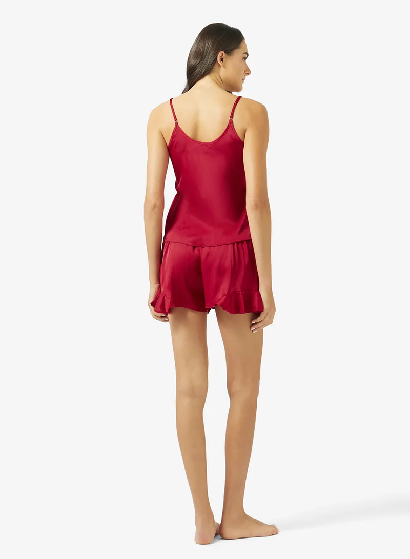 Ginger Cami Ruffle Detail Top & Short PJ Set